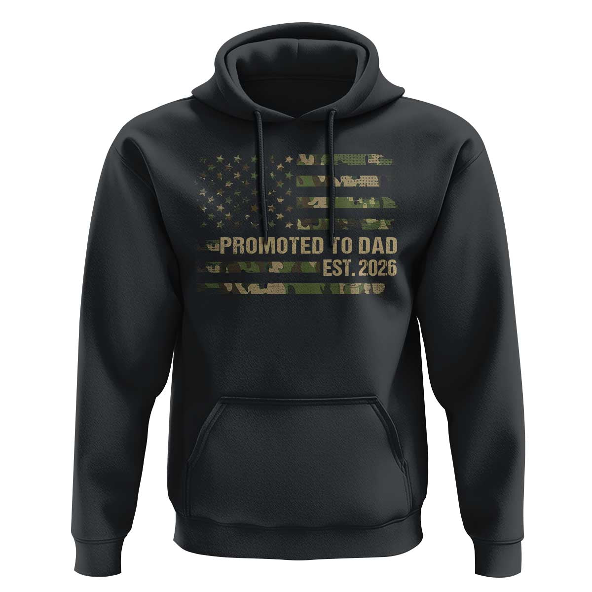 Promoted To Dad Est 2026 Hoodie Retro Camo American Flag