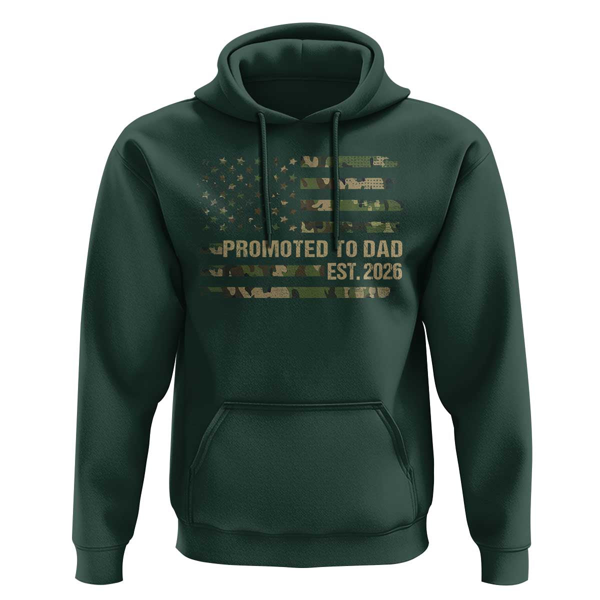 Promoted To Dad Est 2026 Hoodie Retro Camo American Flag
