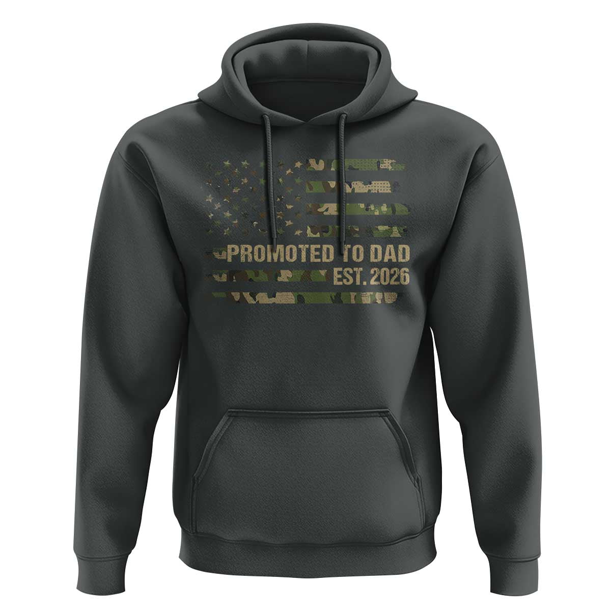 Promoted To Dad Est 2026 Hoodie Retro Camo American Flag