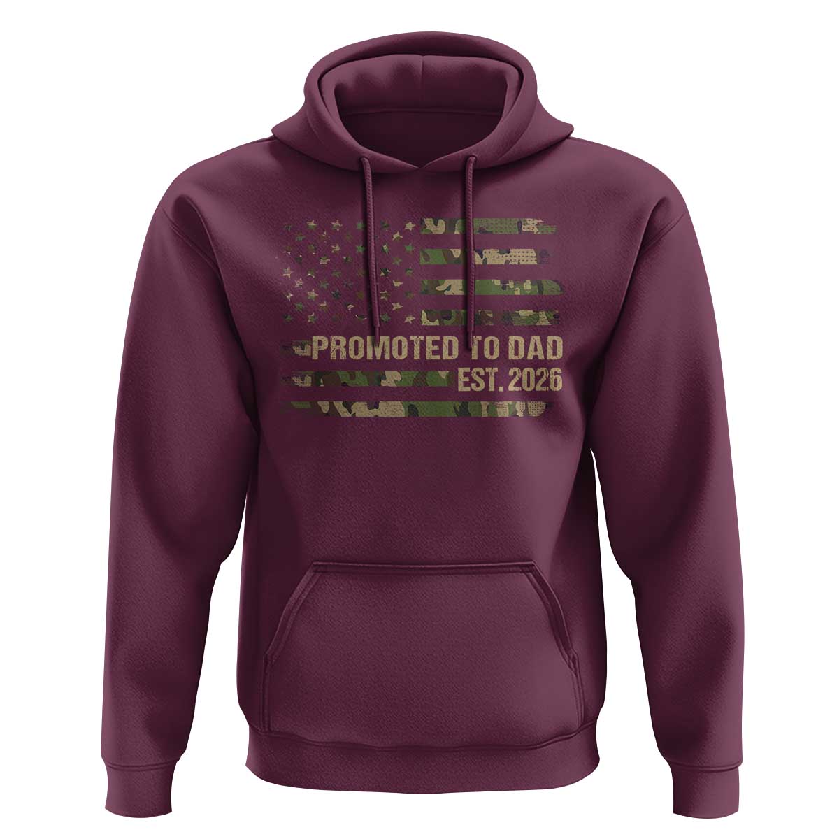 Promoted To Dad Est 2026 Hoodie Retro Camo American Flag