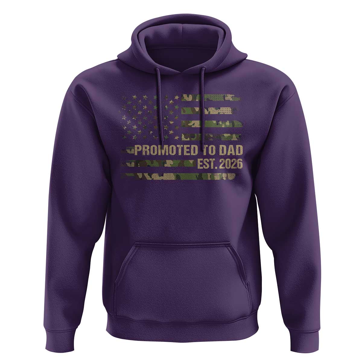 Promoted To Dad Est 2026 Hoodie Retro Camo American Flag