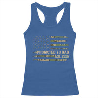 Promoted To Dad Est 2026 Racerback Tank Top Retro Camo American Flag