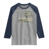 Promoted To Dad Est 2026 Raglan Shirt Retro Camo American Flag