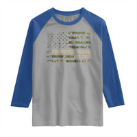 Promoted To Dad Est 2026 Raglan Shirt Retro Camo American Flag