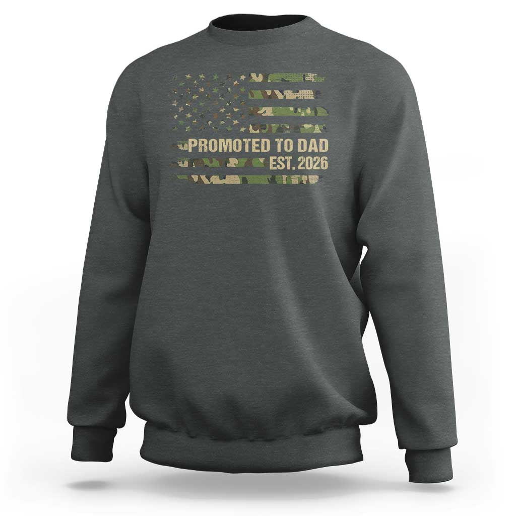Promoted To Dad Est 2026 Sweatshirt Retro Camo American Flag