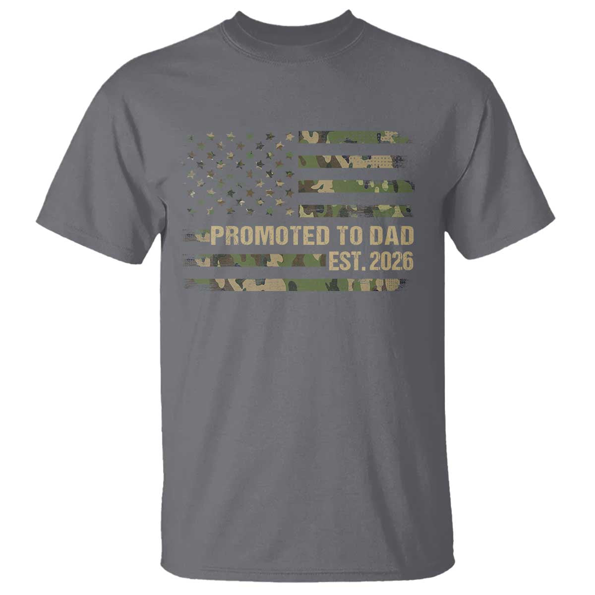 Promoted To Dad Est 2026 T Shirt Retro Camo American Flag