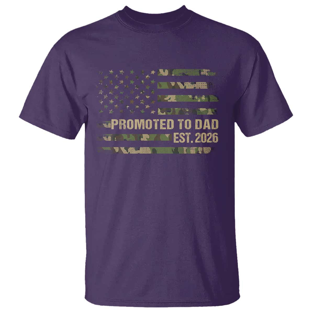 Promoted To Dad Est 2026 T Shirt Retro Camo American Flag