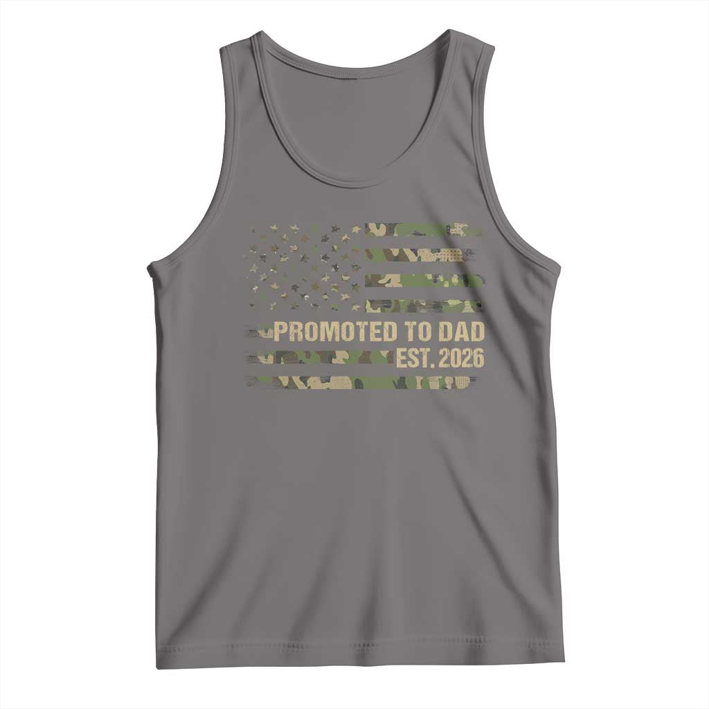 Promoted To Dad Est 2026 Tank Top Retro Camo American Flag