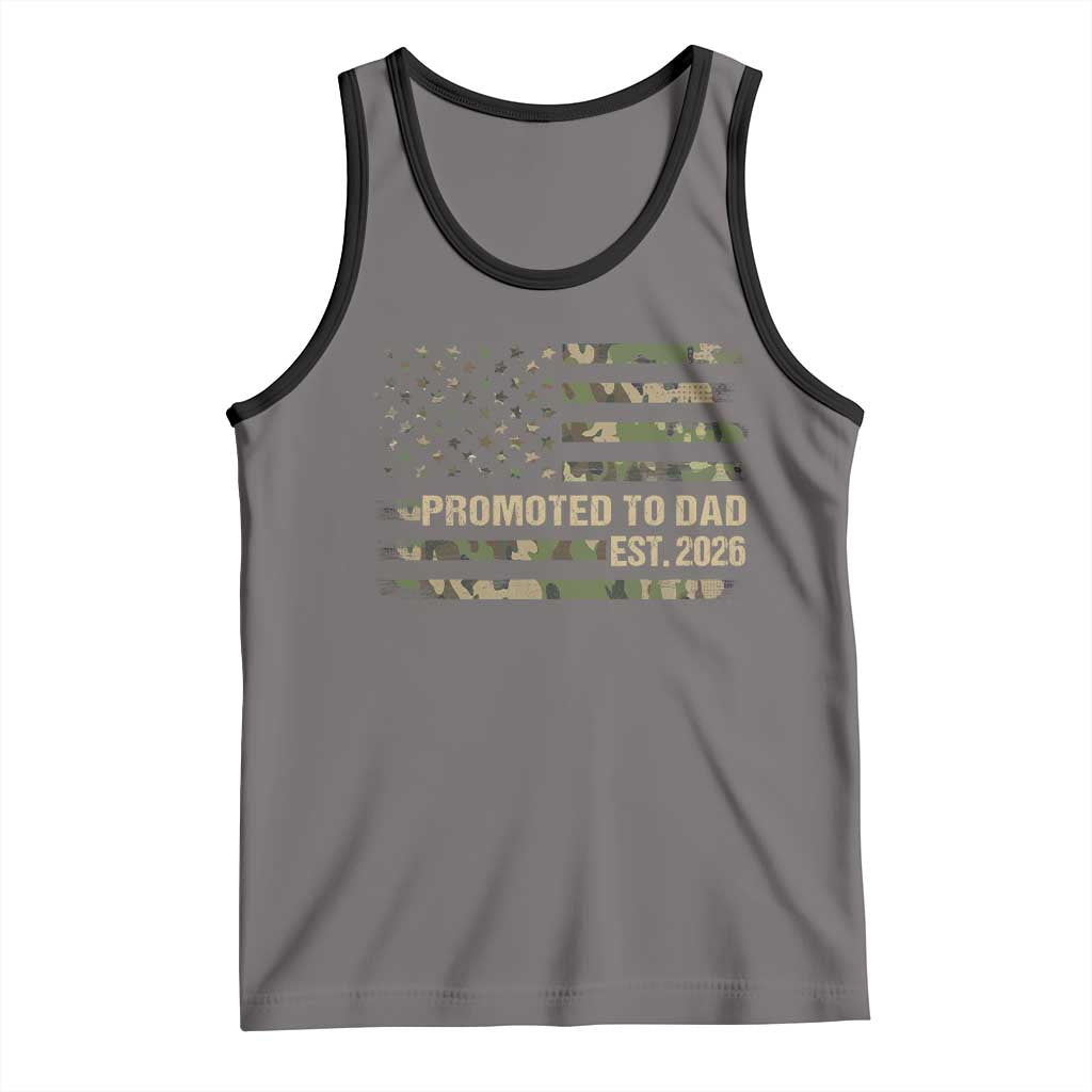 Promoted To Dad Est 2026 Tank Top Retro Camo American Flag
