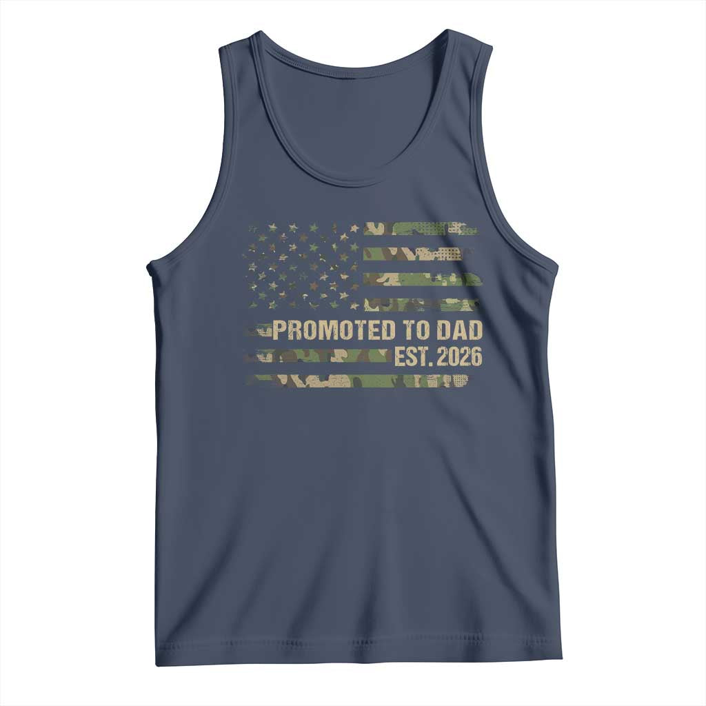 Promoted To Dad Est 2026 Tank Top Retro Camo American Flag