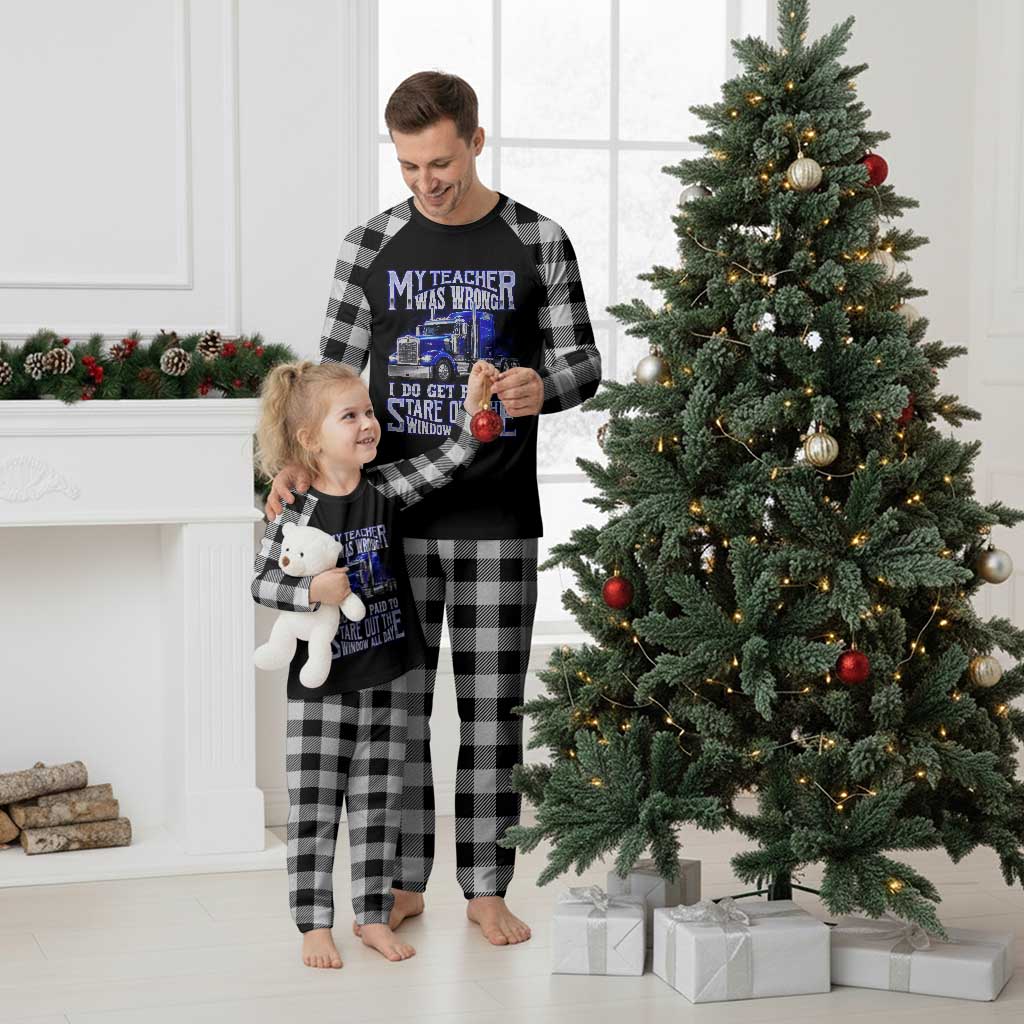 Funny Truck Driver Plaid Pajama Set My Teacher was Wrong Trucker Gift