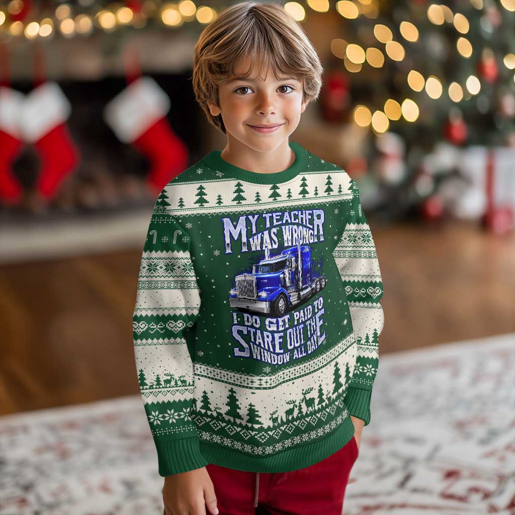 Funny Truck Driver Ugly Christmas Sweater My Teacher was Wrong Trucker Gift