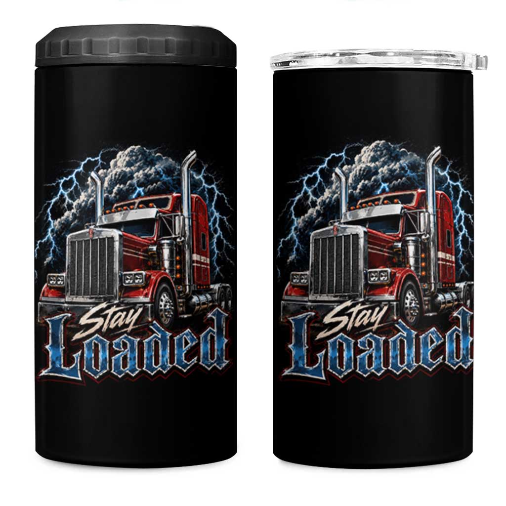 Truck Driver 4 in 1 Can Cooler Tumbler Funny Trucker Husband Big Rig Semi Trailer Truckin