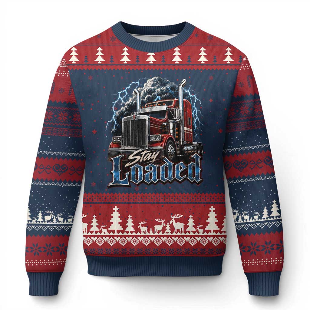 Truck Driver Ugly Christmas Sweater Funny Trucker Husband Big Rig Semi Trailer Truckin