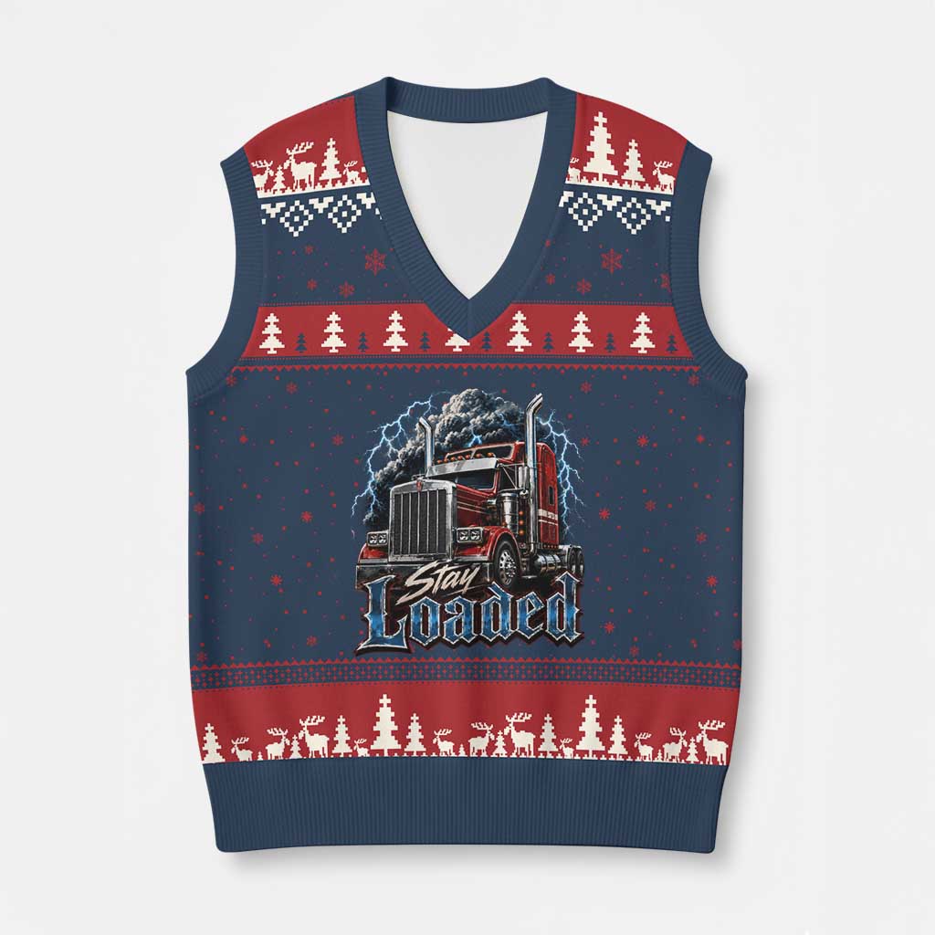 Truck Driver V-Neck Knit Sweater Vest Funny Trucker Husband Big Rig Semi Trailer Truckin