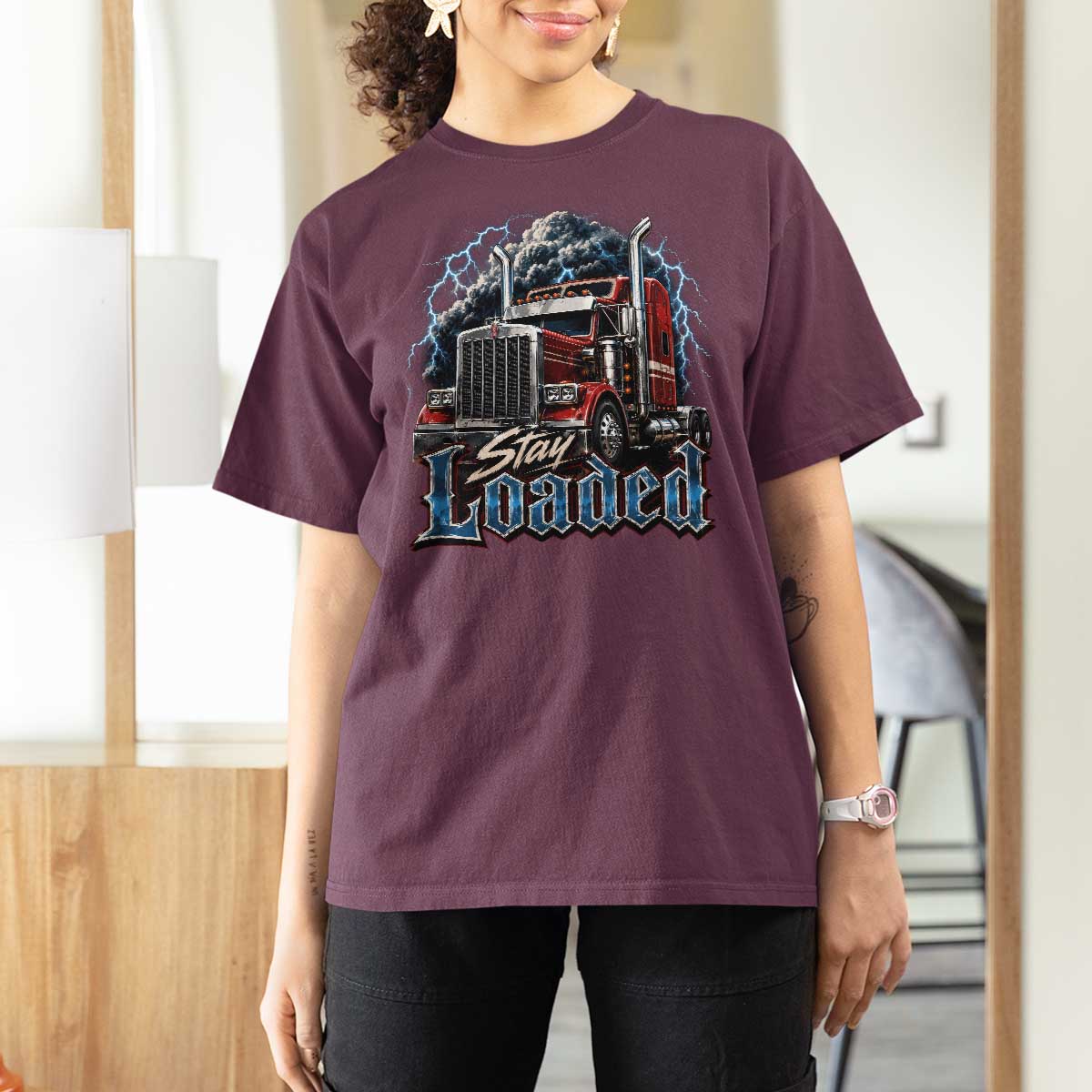 Truck Driver T Shirt For Women Funny Trucker Husband Big Rig Semi Trailer Truckin