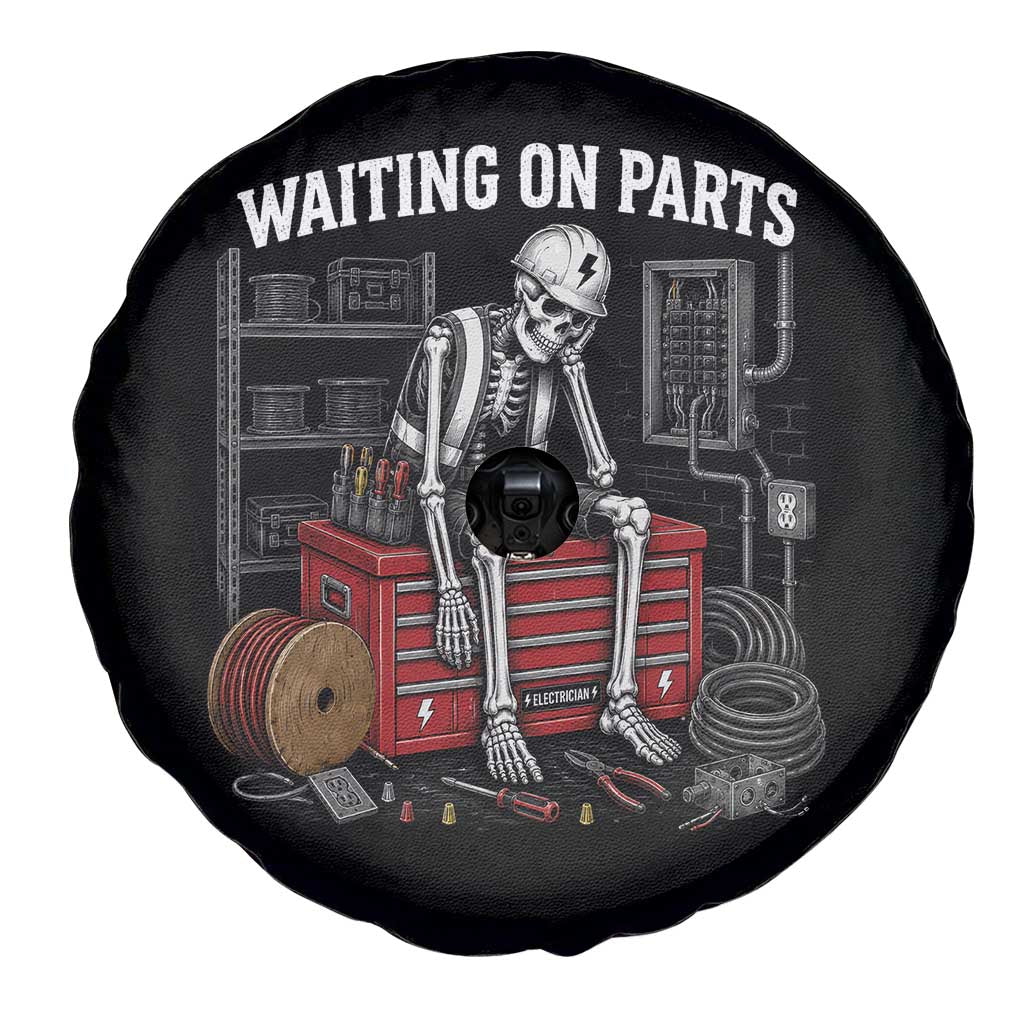 Electrician Skeleton Spare Tire Cover Waiting On Parts Funny Graphic