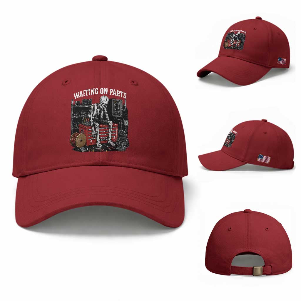 Electrician Skeleton Baseball Cap Waiting On Parts Funny Graphic