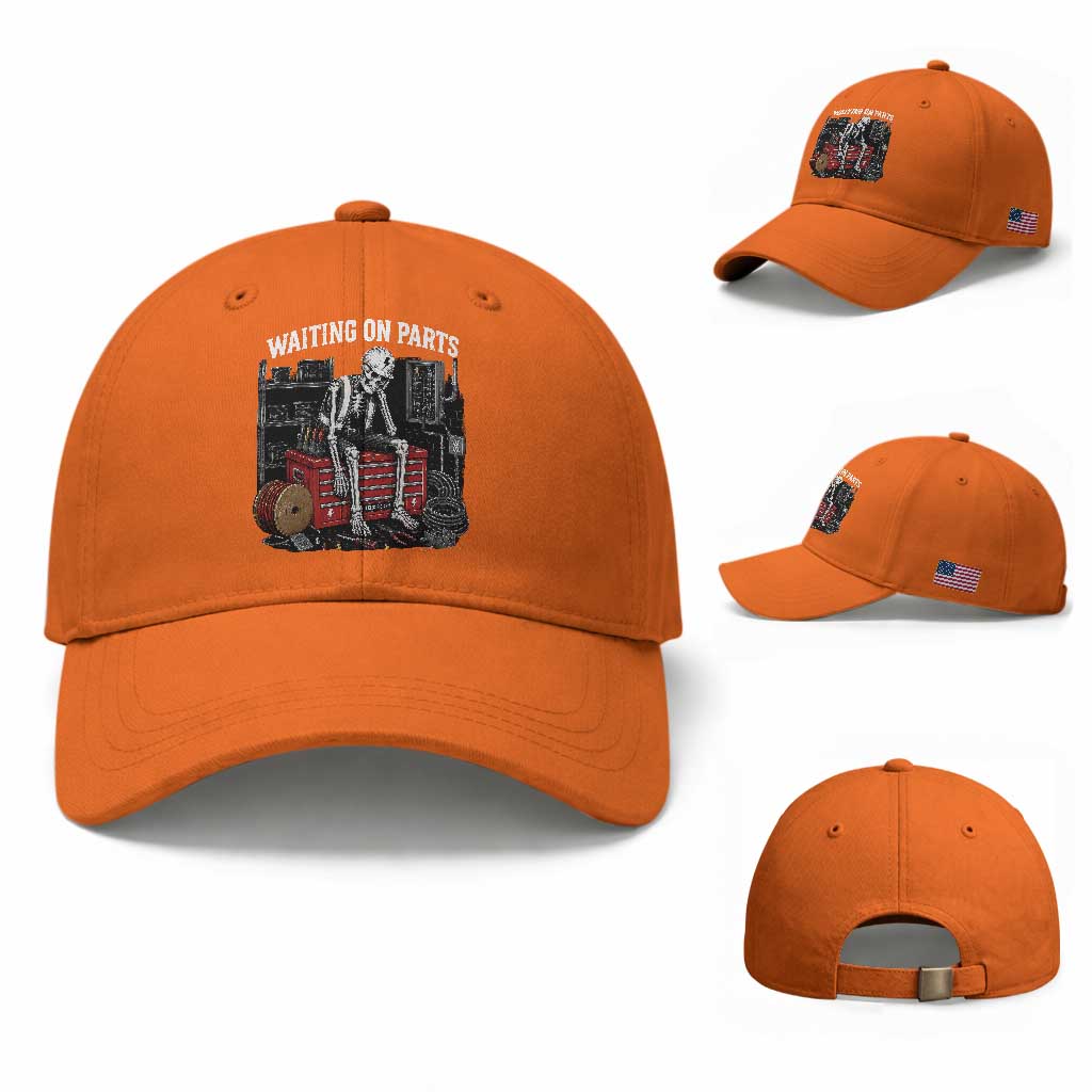 Electrician Skeleton Baseball Cap Waiting On Parts Funny Graphic