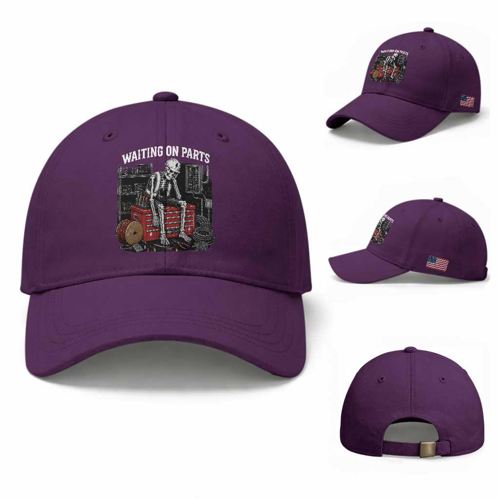 Electrician Skeleton Baseball Cap Waiting On Parts Funny Graphic