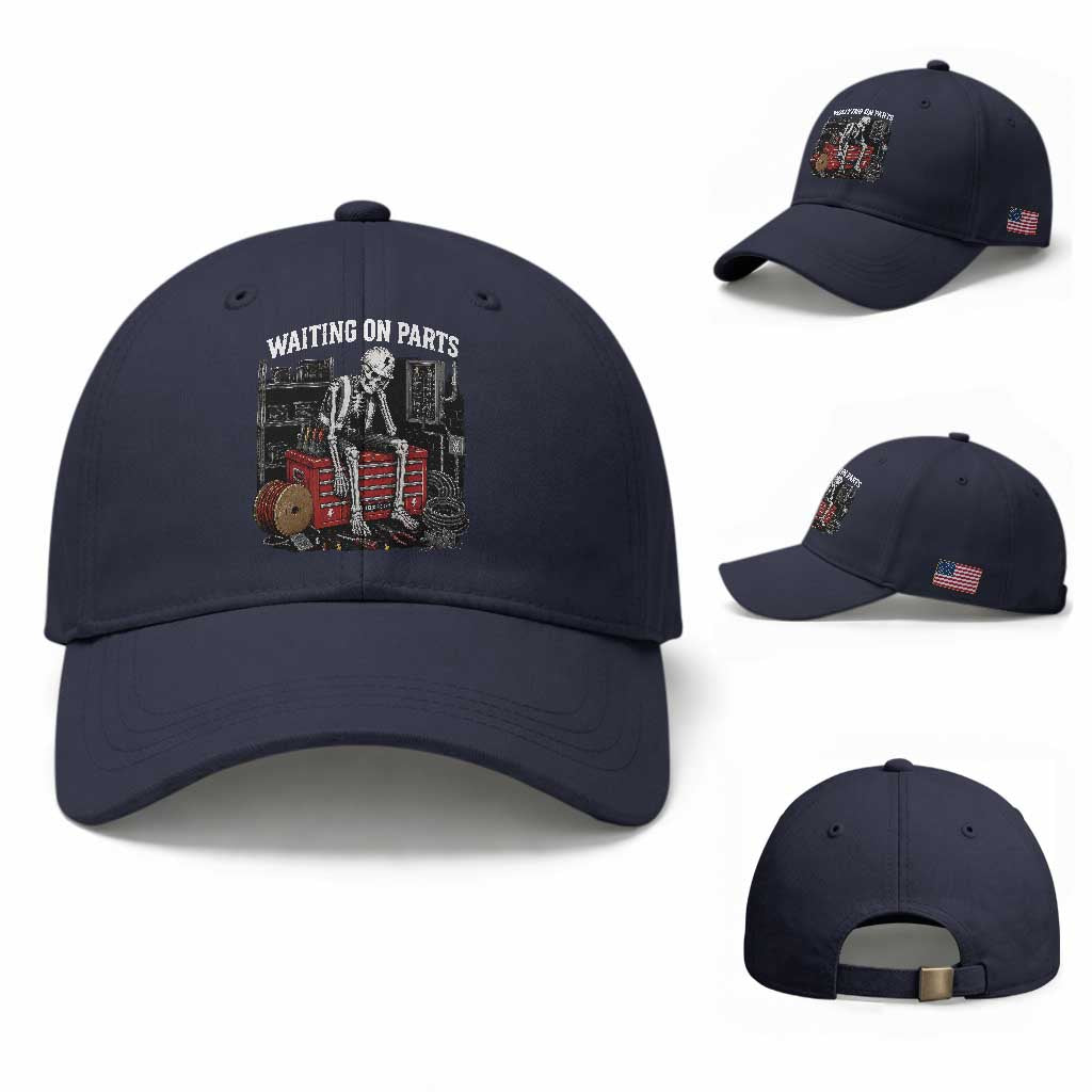 Electrician Skeleton Baseball Cap Waiting On Parts Funny Graphic
