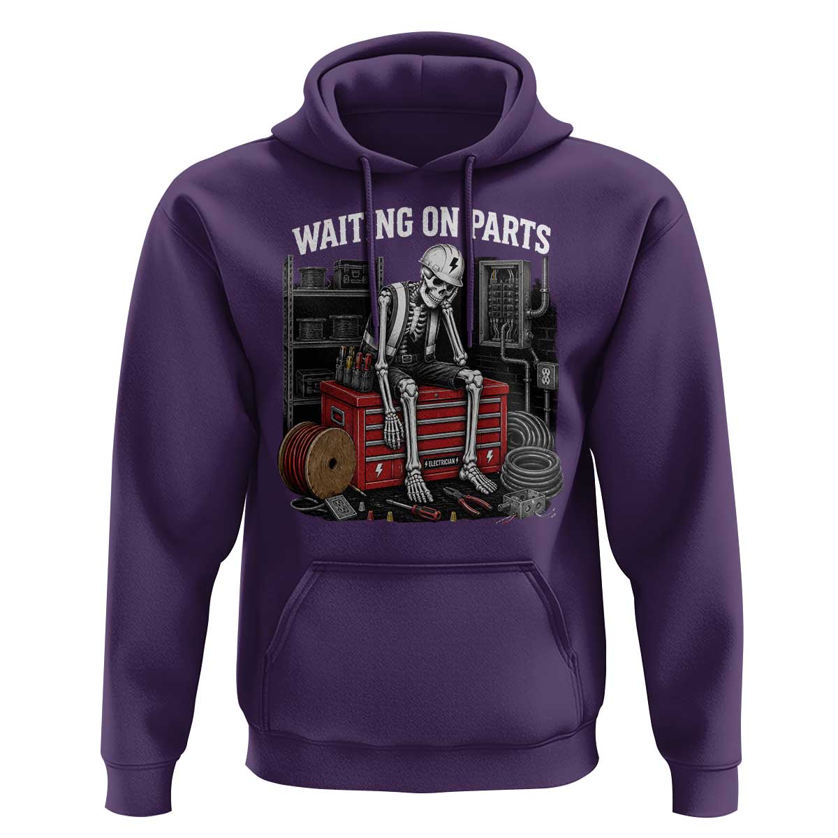 Electrician Skeleton Hoodie Waiting On Parts Funny Graphic