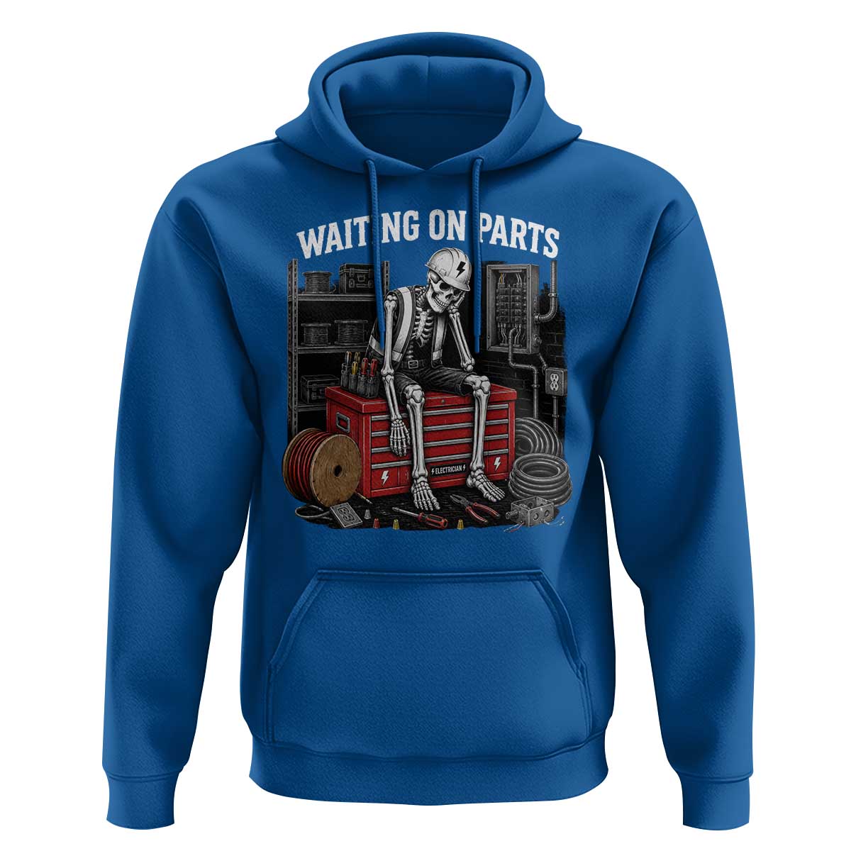 Electrician Skeleton Hoodie Waiting On Parts Funny Graphic
