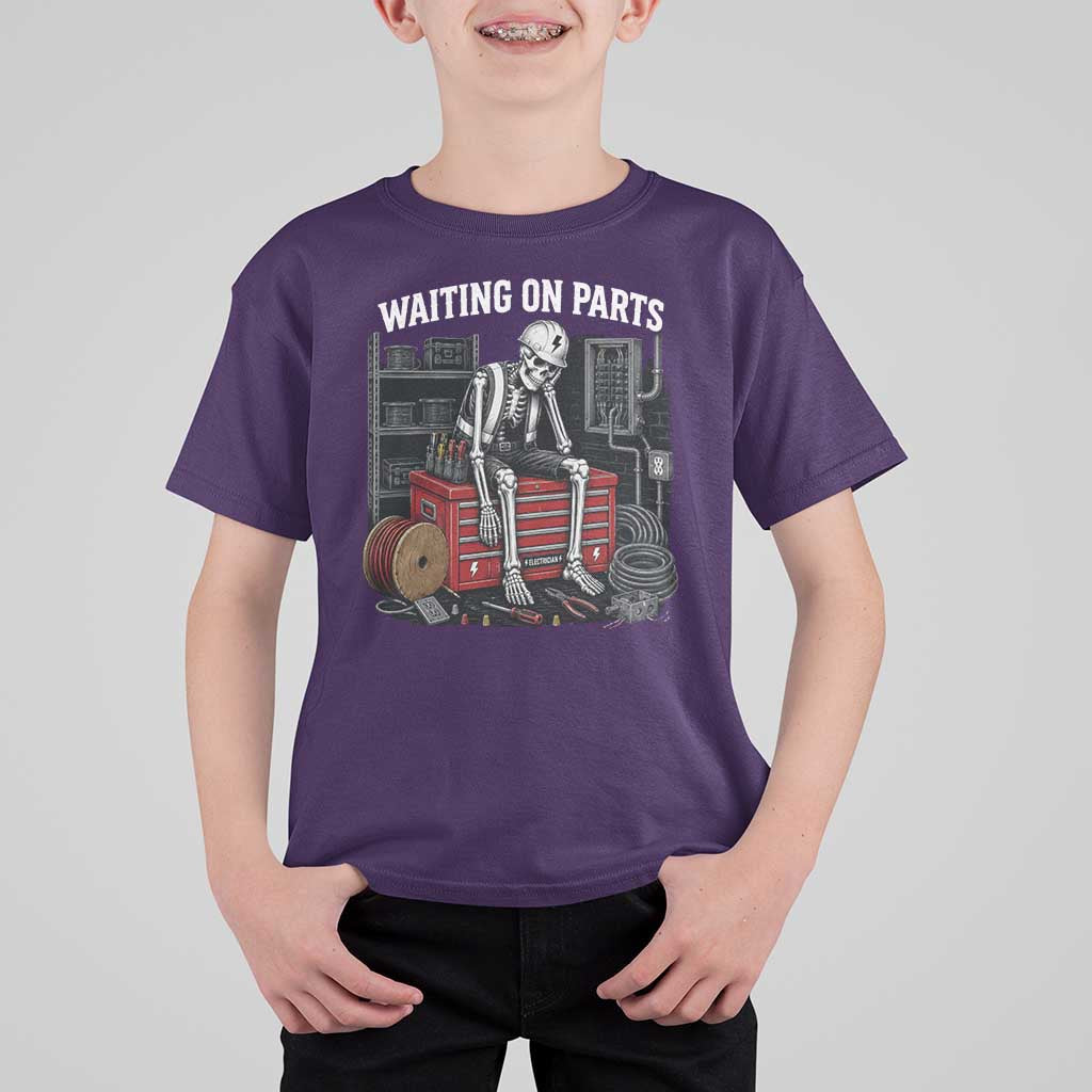 Electrician Skeleton T Shirt For Kid Waiting On Parts Funny Graphic