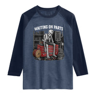 Electrician Skeleton Raglan Shirt Waiting On Parts Funny Graphic