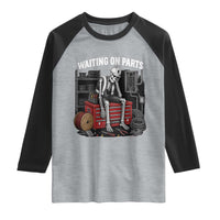 Electrician Skeleton Raglan Shirt Waiting On Parts Funny Graphic