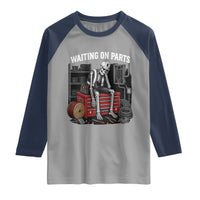 Electrician Skeleton Raglan Shirt Waiting On Parts Funny Graphic