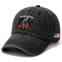 Electrician Skeleton Washed Cotton Baseball Cap Waiting On Parts Funny Graphic