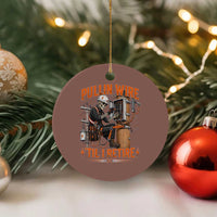 Electrician Lineman Skeleton Graphic Ceramic Ornament Pullin Wire Til I Retire