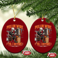 Electrician Lineman Skeleton Graphic Ceramic Ornament Pullin Wire Til I Retire
