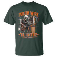 Electrician Lineman Skeleton Graphic T Shirt Pullin Wire Til I Retire