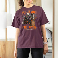 Electrician Lineman Skeleton Graphic T Shirt For Women Pullin Wire Til I Retire