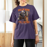 Electrician Lineman Skeleton Graphic T Shirt For Women Pullin Wire Til I Retire