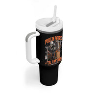 Electrician Lineman Skeleton Graphic Tumbler With Handle Pullin Wire Til I Retire