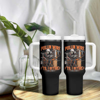 Electrician Lineman Skeleton Graphic Tumbler With Handle Pullin Wire Til I Retire