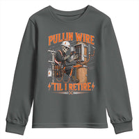 Electrician Lineman Skeleton Graphic Youth Sweatshirt Pullin Wire Til I Retire