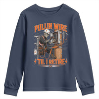 Electrician Lineman Skeleton Graphic Youth Sweatshirt Pullin Wire Til I Retire