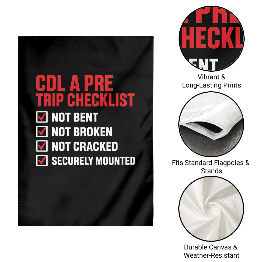 CDL A Pre Trip Checklist Trucker Garden Flag Driver Safety Inspection Graphic