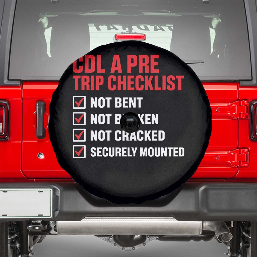 CDL A Pre Trip Checklist Trucker Spare Tire Cover Driver Safety Inspection Graphic