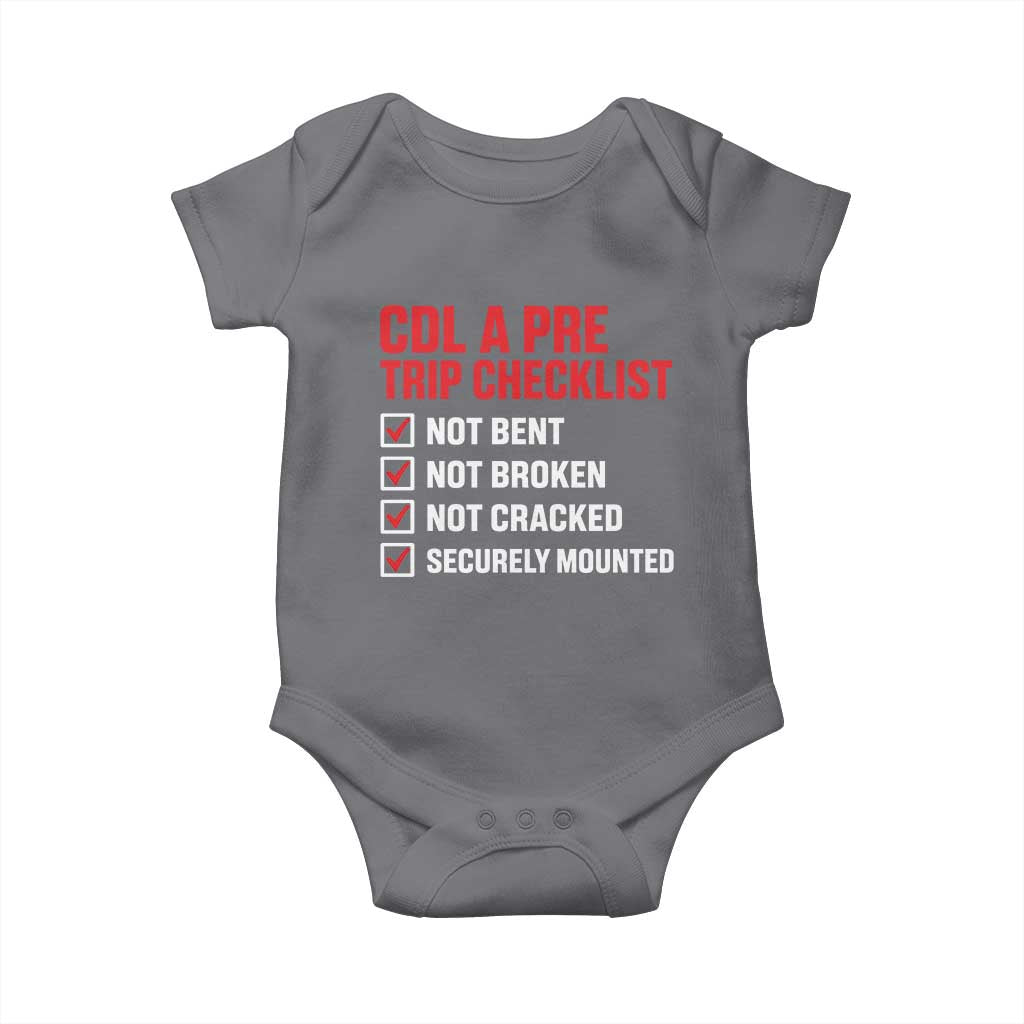 CDL A Pre Trip Checklist Trucker Baby Onesie Driver Safety Inspection Graphic