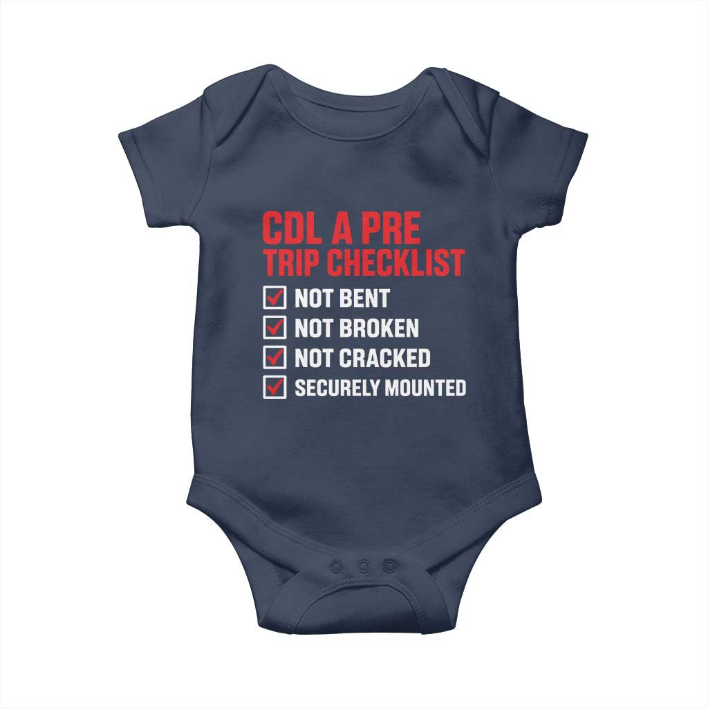 CDL A Pre Trip Checklist Trucker Baby Onesie Driver Safety Inspection Graphic