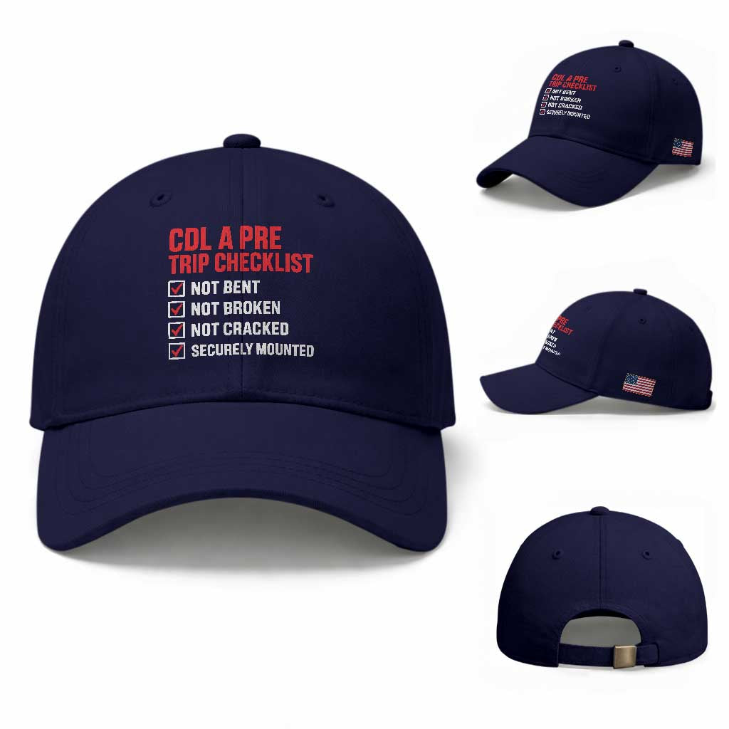 CDL A Pre Trip Checklist Trucker Baseball Cap Driver Safety Inspection Graphic