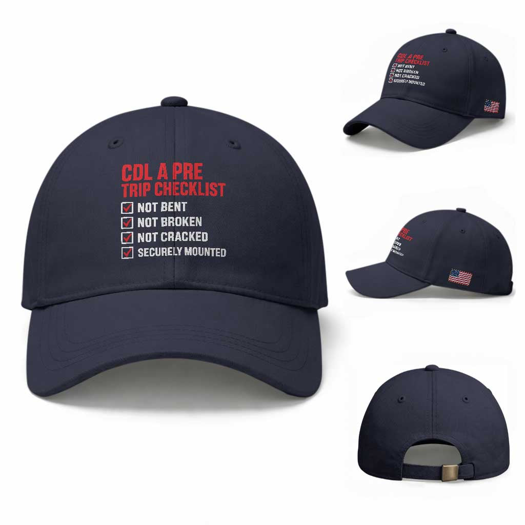 CDL A Pre Trip Checklist Trucker Baseball Cap Driver Safety Inspection Graphic
