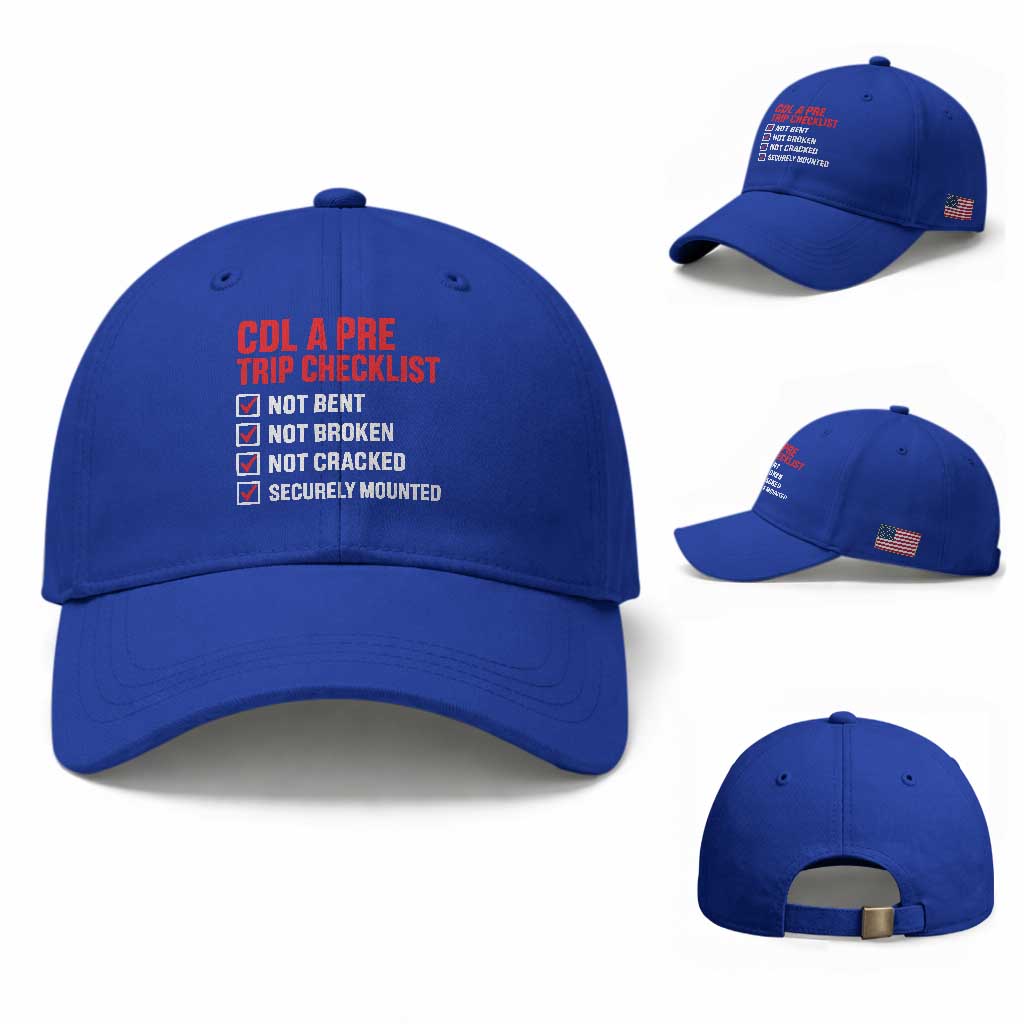 CDL A Pre Trip Checklist Trucker Baseball Cap Driver Safety Inspection Graphic