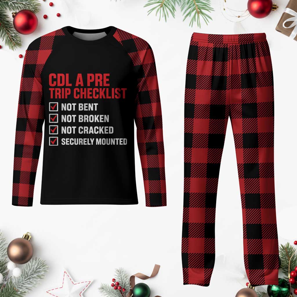 CDL A Pre Trip Checklist Trucker Plaid Pajama Set Driver Safety Inspection Graphic