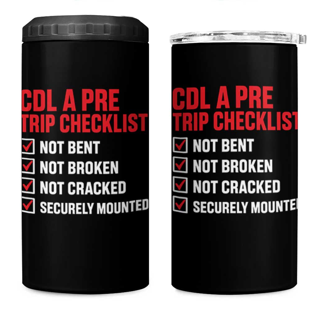 CDL A Pre Trip Checklist Trucker 4 in 1 Can Cooler Tumbler Driver Safety Inspection Graphic